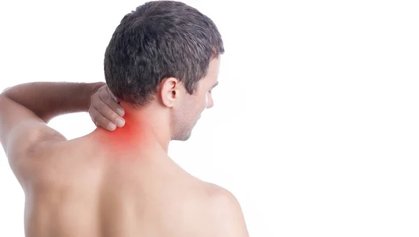 Estudio Joven Con Dolor Cuello — Foto de Stock