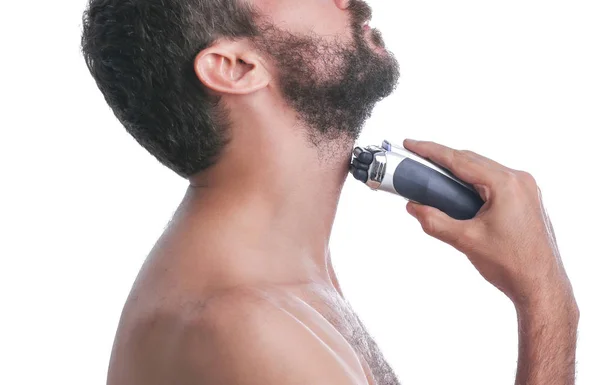 Uomo Barba Barba Con Trimmer Colpo Studio — Foto Stock