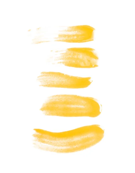 Set Yellow Brush Strokes — Stock Photo, Image