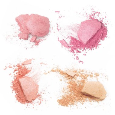 Beyaz arka plan üzerinde ezilmiş makyaj