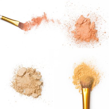 Beyaz arka plan üzerinde ezilmiş makyaj