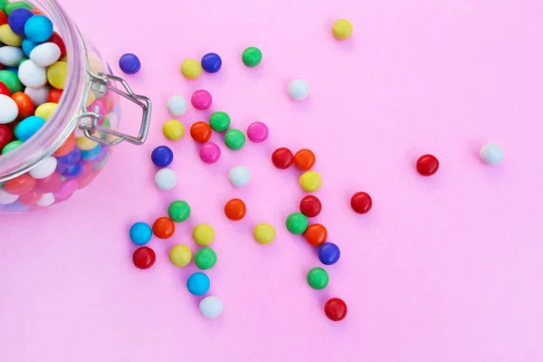 Bonbons Colorés Dans Bocal — Photo