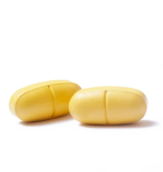 Yellow Pills White — Stock Photo, Image