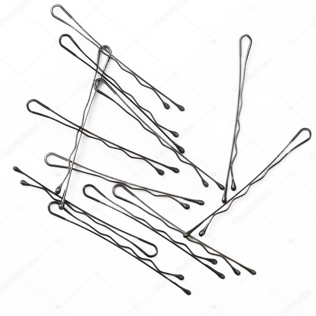 Bobby pins / hairpins on the white background