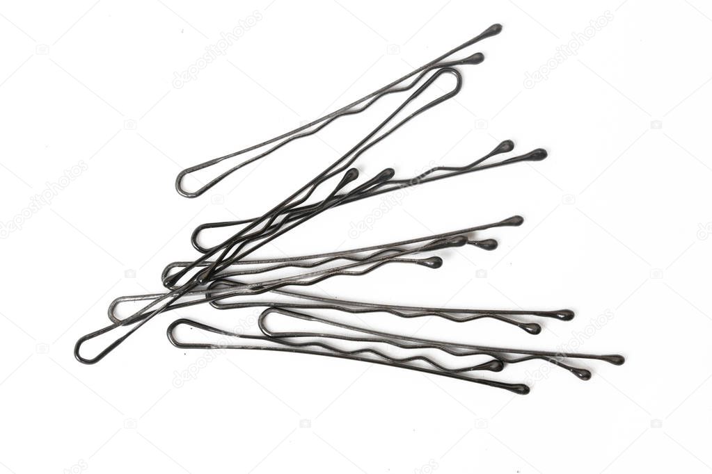 Bobby pins / hairpins on the white background