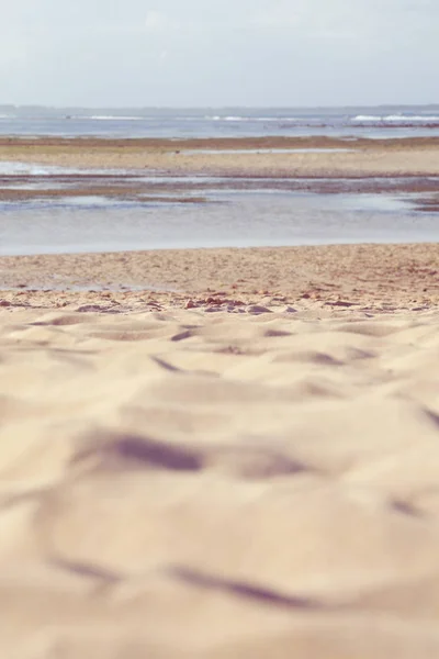 Lågvatten Beach Selektivt Fokus — Stockfoto