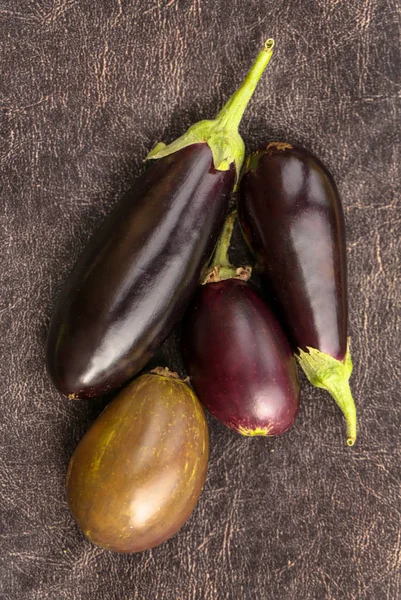 Delicious Purple Eggplants Dark Background — Stock Photo, Image