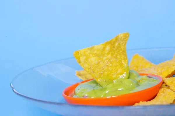 Guacamole Čipy Studio Zastřelil — Stock fotografie