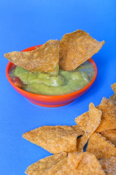 Guacamole Čipy Studio Zastřelil — Stock fotografie