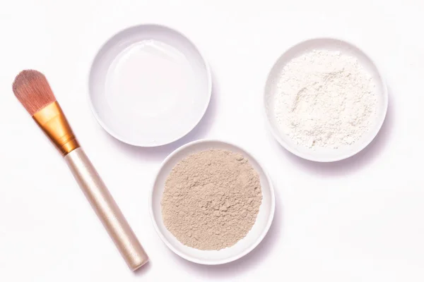 Clay Powder Water Facial Mask Ingredients — Stock Photo, Image