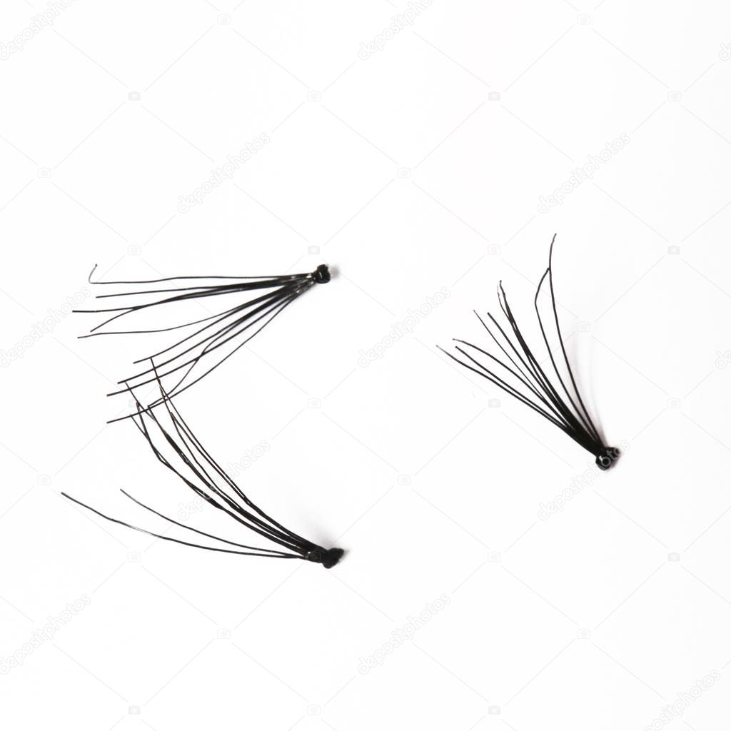 False individual eyelashes on white