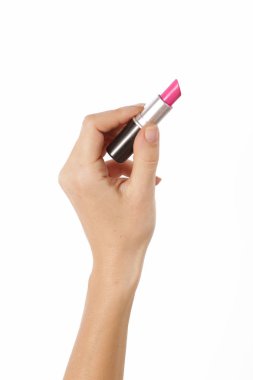 el ile üzerine beyaz izole ruj