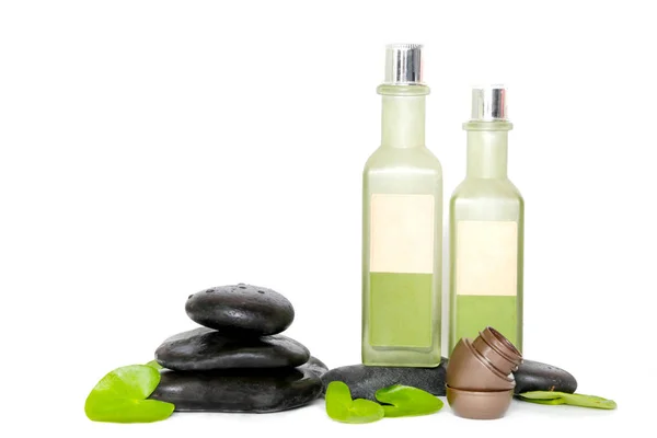 Cosmetic Products Arranged Zen Stones — Stock Photo, Image