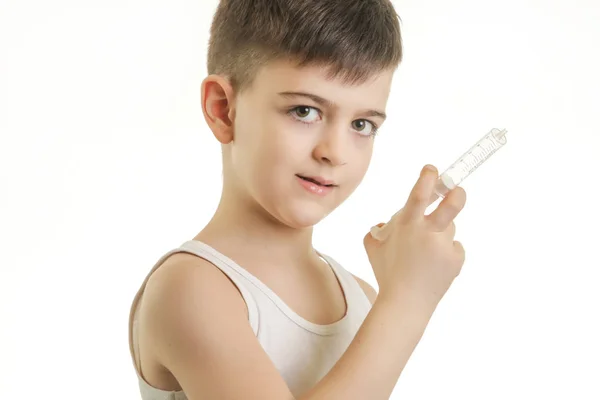 Estúdio Tiro Menino Brincando Médico — Fotografia de Stock