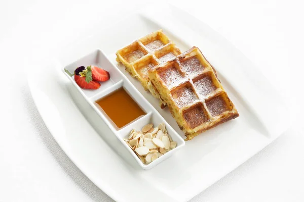 Waffles Served Breakfast Top View — Stock Photo, Image