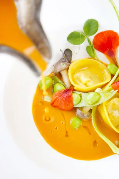 Sebze Yaratıcı Restoran Yemek Kavramı Haute Couture Gıda Ile Mantı — Stok fotoğraf
