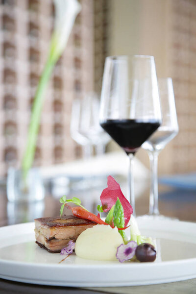 Exquisite dish served on the restaurant table