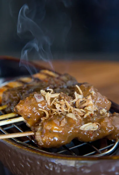 インドネシアの料理 鶏肉の串焼き ミンチ肉の串焼き — ストック写真