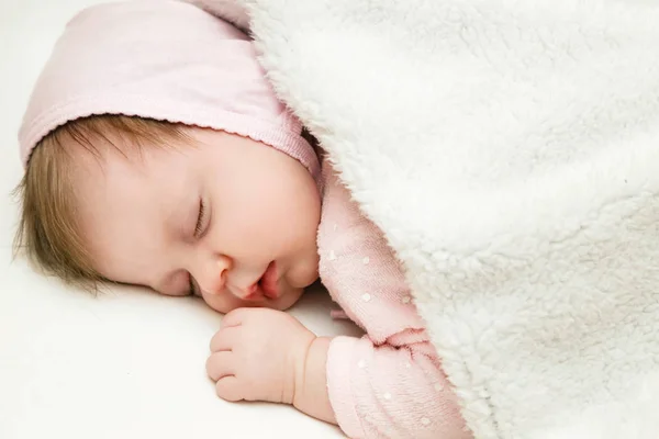 Portrait Adorable Newborn Baby Girl Sleeping — Stock Photo, Image