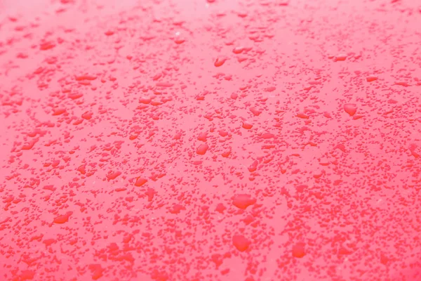 Droplets Red Car Surface Close — Stock Photo, Image