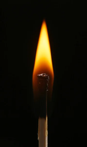 Igniting Match Black Background — Stock Photo, Image