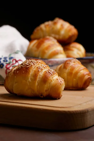 Freshly Baked Croissants Table — Stock Photo, Image