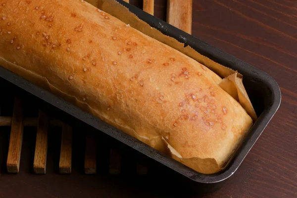 Freshly Baked Bread Loaf Pan — Stock Photo, Image