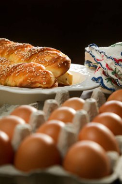 Masaya - natürmort, rustik tarzı yerli çiftlik yiyecek