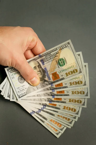 Man Holding Dollars His Hand — Stock Photo, Image