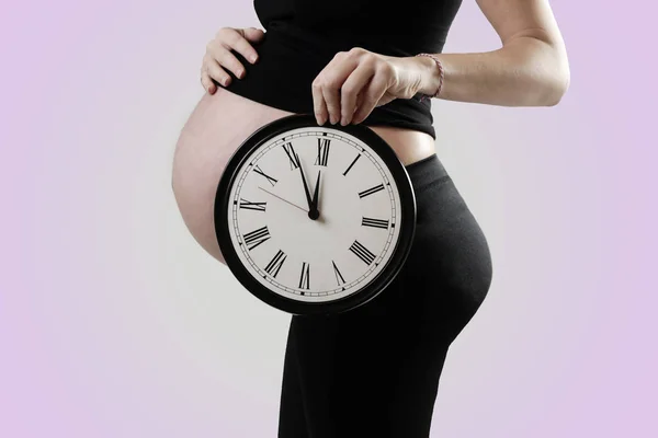 Pregnancy Concept Counting Hours Expecting Child Birth — Stock Photo, Image