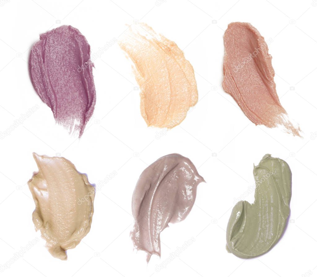Cosmetic samples on white background