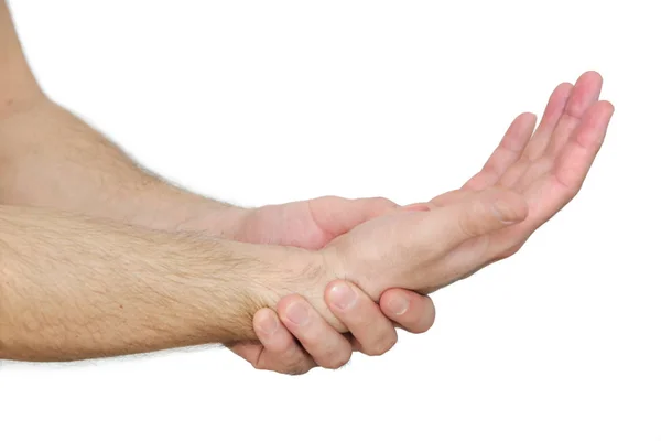 Wrist injury, man with Carpal tunnel syndrome symptom — Stock Photo, Image