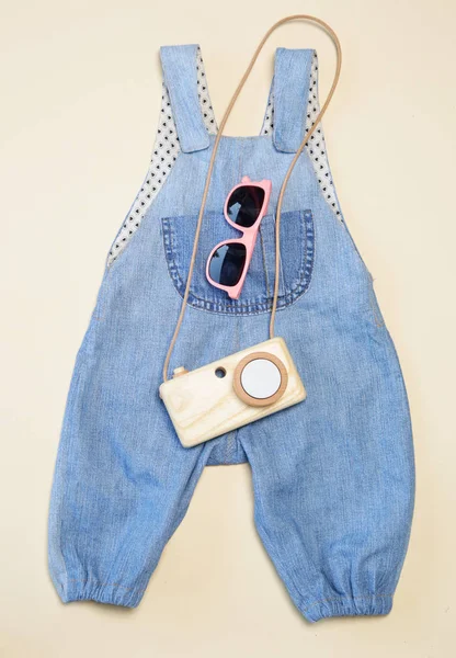 Vestito Bambino Jeans Blu Generale Vista Dall Alto — Foto Stock