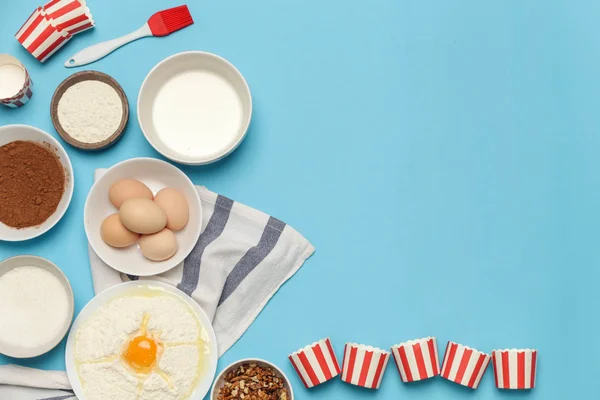 Creazione Una Ricetta Vista Dall Alto Degli Ingredienti Base Cottura — Foto Stock