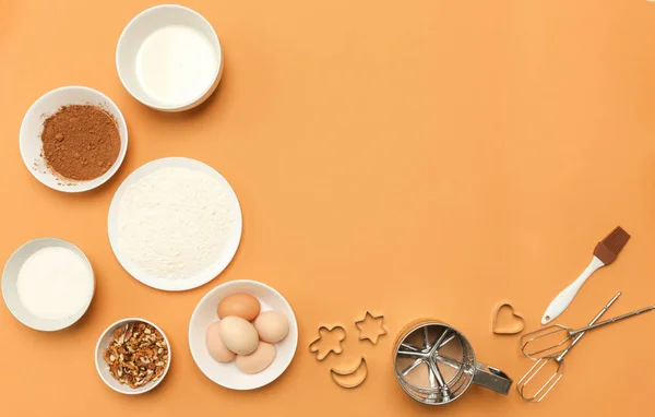 Creazione Una Ricetta Vista Dall Alto Degli Ingredienti Alimentari Sullo — Foto Stock