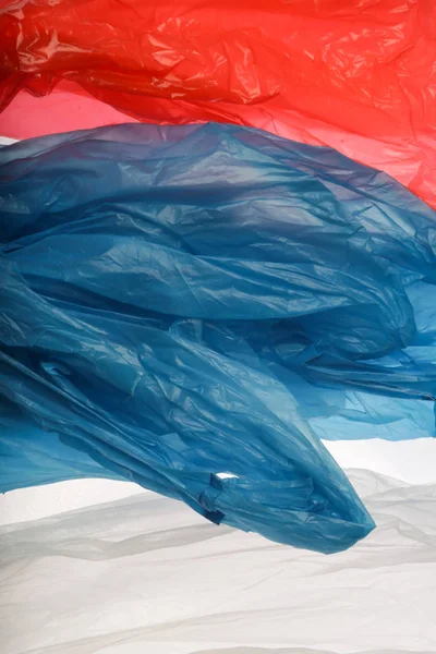 Serbian flag made of plastic bags. A ban on single-use plastic products concept.