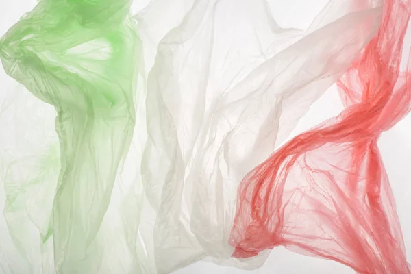 Italiaanse Vlag Gemaakt Van Plastic Zakken Een Verbod Single Use — Stockfoto