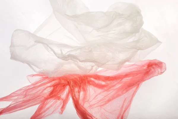波兰国旗是用塑料袋做的 禁止一次性塑料产品的概念 — 图库照片