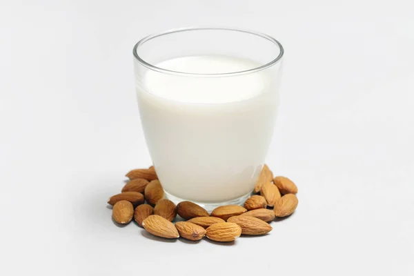 Mandelmilch Und Nüsse Bio Vegane Pflanzliche Milch Ohne Milchprodukte Glas — Stockfoto