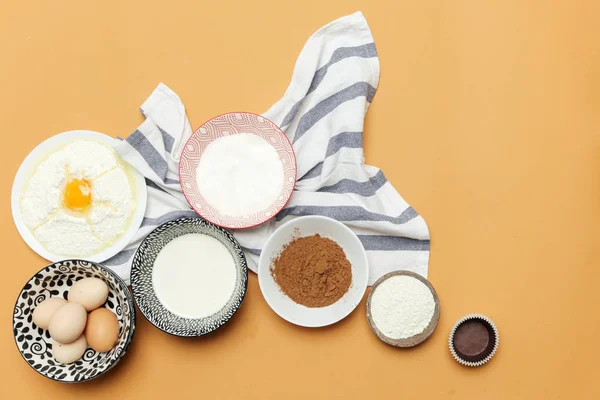 Creazione Una Ricetta Vista Dall Alto Degli Ingredienti Base Sulla — Foto Stock