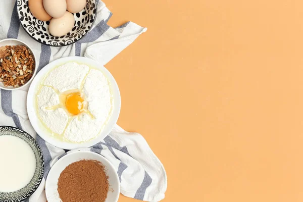 Creazione Una Ricetta Vista Dall Alto Degli Ingredienti Base Sulla — Foto Stock