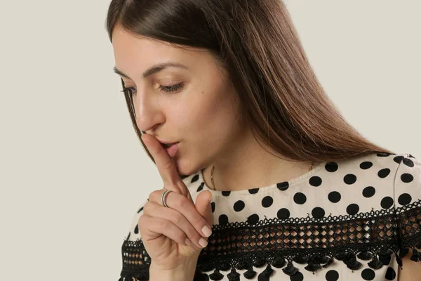 Finger Lips Silent Gesture — Stock Photo, Image