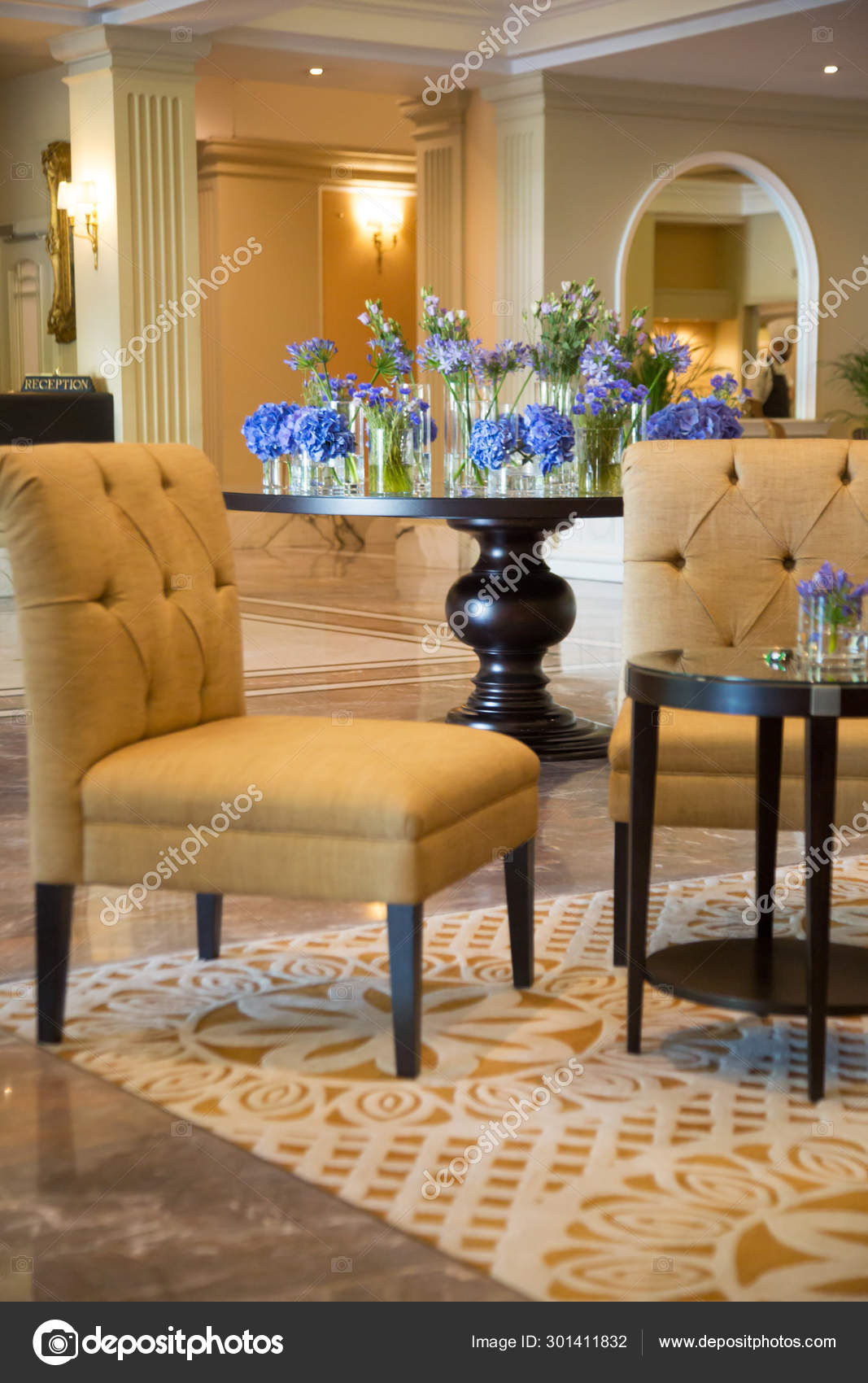 Cozy Elegant Foyer Area Retro Style Armchairs Stock Photo