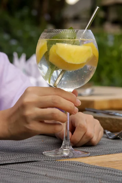 Gesundes Obst Infundiert Wasser Kalorienfreier Nativer Cocktail — Stockfoto
