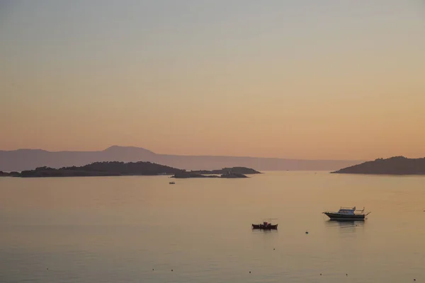 Bellissimo Tranquillo Tramonto Color Pastello Sull Orizzonte Del Mare — Foto Stock