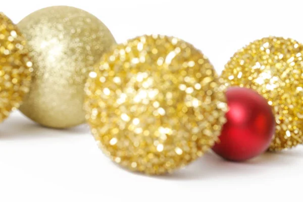 Gold Red Christmas Shiny Balls Isolated White Background Large Glitter — Stock Photo, Image