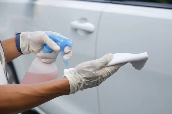 Carro Desinfectar Medidas Segurança Para Manutenção Carro Durante Coronavírus — Fotografia de Stock