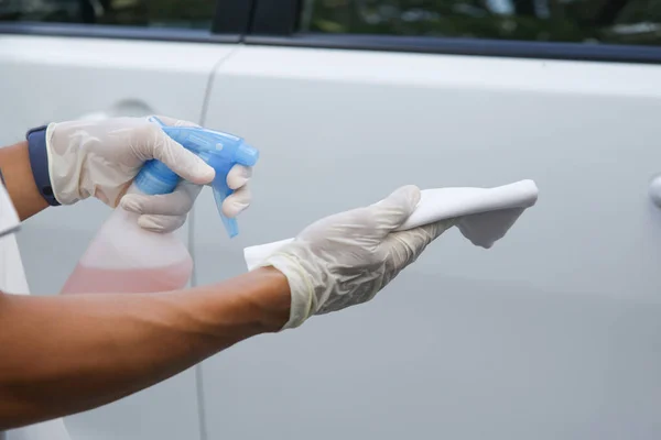 Carro Desinfectar Medidas Segurança Para Manutenção Carro Durante Coronavírus — Fotografia de Stock