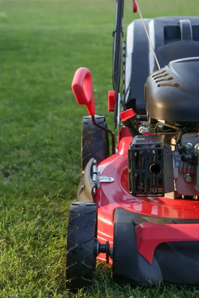 Red Lawn Mower Meadow Close Royalty Free Stock Images