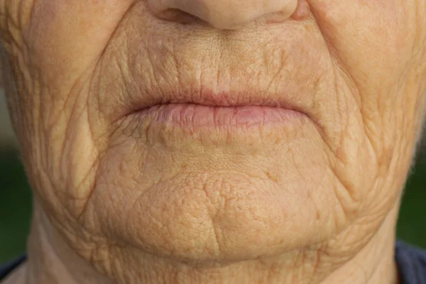 Close Image Mouth Senior Woman — Stock Photo, Image